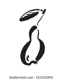 Pear vector sketch icon isolated on background. Hand drawn ink brush illustration for infographic, website or app.