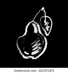 Pear vector sketch icon isolated on background. Hand drawn pastel or chalk illustration for infographic, website or app.