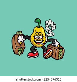 portador de peras tabaquismo conjunto sostener caricatura de hierba de nug