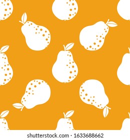 Pear vintage pattern. Seamless fruit background. Great for wallpaper, scrapbooking and fabric print. Cute simple cartoon design. Vector illustration