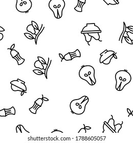 Pear Vitamin Fruit Vector Seamless Pattern Thin Line Illustration