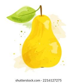 Pear con ilustración vectorial de efecto de acuarela. Comida vegetariana. Producto natural