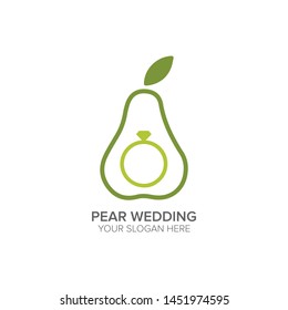 pear wedding icon logo design template
