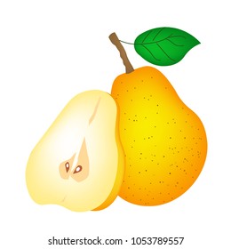 The pear is in white background.
