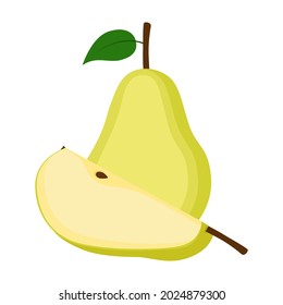 Par, frutos enteros y rodajas, ilustración vectorial