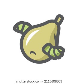 Pear and Worm Vector icon Cartoon illustration.