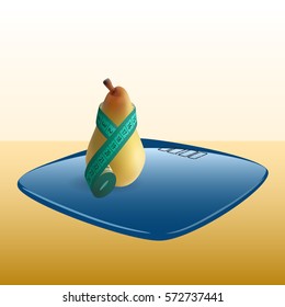 Pear wrapped the measuring tape on the floor scales