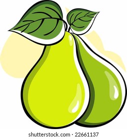 Pear in yellow background	