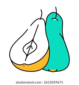 pear yellow cut line icon vector. pear yellow cut sign. isolated symbol illustration