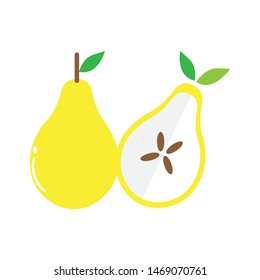 pear yellow fruit with leaf logo vector