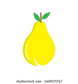 pear yellow fruit with leaf logo vector