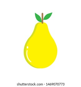 pear yellow fruit with leaf logo vector