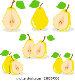 Pear. Yellow pears vector illustration on a transparent background