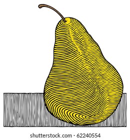 pear yellow woodcut