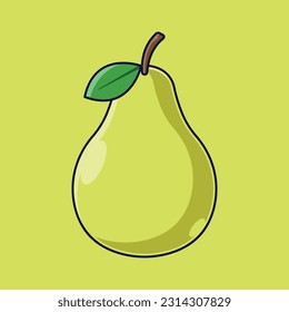 PearFruit Cartoon Vector Icon Illustration. Food Fruit Icon Concept Isolated Premium Vector. Flat Cartoon Style Suitable for Web Landing Page, Banner, Sticker, Background