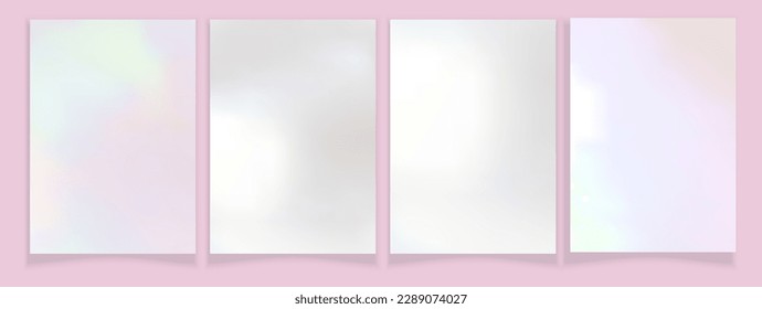 Pearl background set. Shiny wallpaper. Card template. Light paper. White texture. Vector illustration.