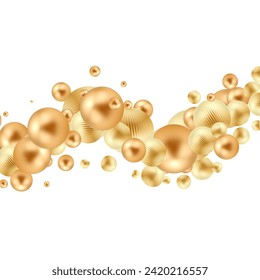 A pearl ball foat in the air Minimal style Cosmetic background product stand presentation 3d rendering. Gold  balls.