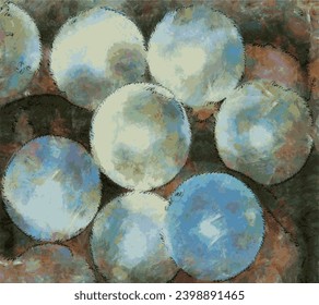 Pearl balls in shades of blue on a dark background