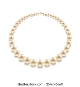 Pearl bead isolated on white photo-realistic vector illustration