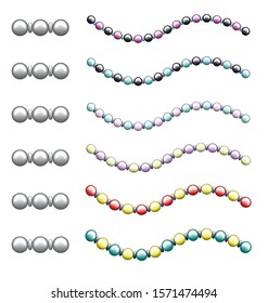 pearl bead string three colors pattern brush. editable by appearance panel