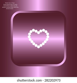 Pearl beads as heart on a white background
