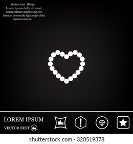 Pearl beads as heart on a white background