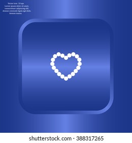 Pearl beads as heart on a white background