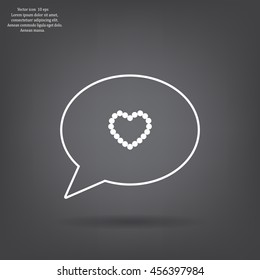 Pearl beads as heart on a white background
