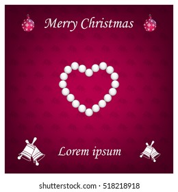 Pearl beads as heart on a white background