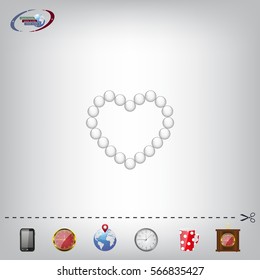 Pearl beads as heart on a white background