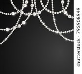Pearl. Beads. Jewelry. Decoration. Vector. Dark background.