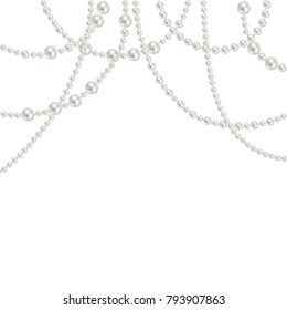 Pearl. Beads. Jewelry. Decoration. Vector. White background.