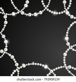 Pearl. Beads. Jewelry. Decoration. Vector. Dark background.