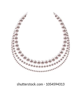 Pearl beads necklace design. Jewelry vector illustration.