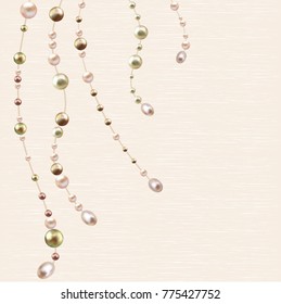 Pearl. Beads. Necklace. Jewelry. Vector background. Garland.