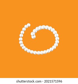 Pearl beads on a white isolated background. Pearl beads are stylish, luxurious. Design of postcards, banners, printing on fabric, covers
