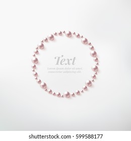 Pearl border frame with space for text. Vector illustration.