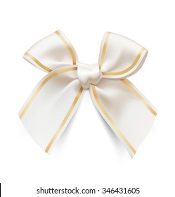 Pearl bow with gold stripes isolated on white background. Can be use for decoration gifts, greetings, holidays, etc.