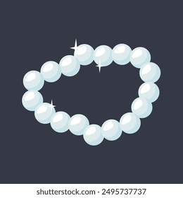 Pulsera de perlas aislada. Icono de joyería. Accesorios brillantes dibujados a mano de piedra preciosa. Colgante de lujo de cerca. Antiguas adorno precioso. Ilustración vectorial