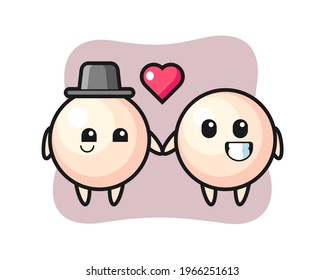 Pearl cartoon character couple with fall in love gesture, cute style design for t shirt, sticker, logo element