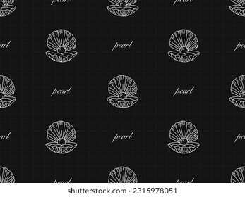 Pearl cartoon character seamless pattern on black background