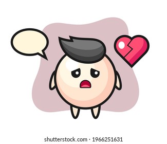 Pearl cartoon illustration is broken heart, cute style design for t shirt, sticker, logo element