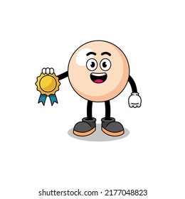 pearl cartoon illustration with satisfaction guaranteed medal , character design