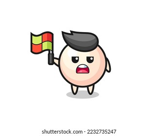 pearl character as line judge putting the flag up , cute style design for t shirt, sticker, logo element