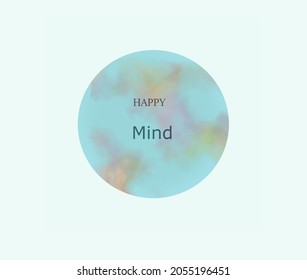 Pearl circle with the inscription happy mind, in blue-pink tones