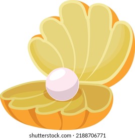Pearl clam icon. Open shell. Ocean treasure symbol