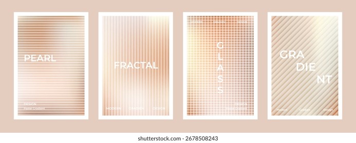 Rayas de gradiente crema de perlas con fondo de efecto de vidrio de Fractal acanalado. Cartel suave de seda beige simple. Diseño dinámico moderno para el arte de la pared, volantes, folletos, cubiertas y Anuncios de Web.