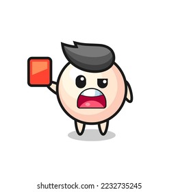 pearl cute mascot as referee giving a red card , cute style design for t shirt, sticker, logo element