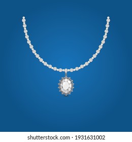 pearl and diamond with big diamond centered necklace Jewelry for girls eps 10 file