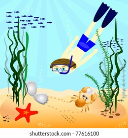 Pearl diver. Vector illustration EPS8